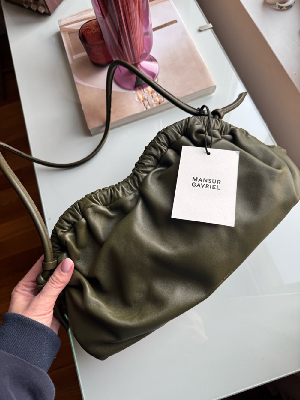 Mansur Gavriel Gathered Cloud Clutch in Cardamom 💚 NEW!!! Never Worn!